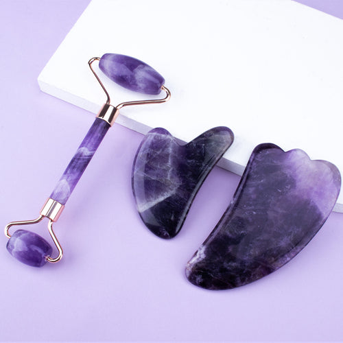 Coffret Rituel Éclat – Gua Sha & Rouleau en Améthyste