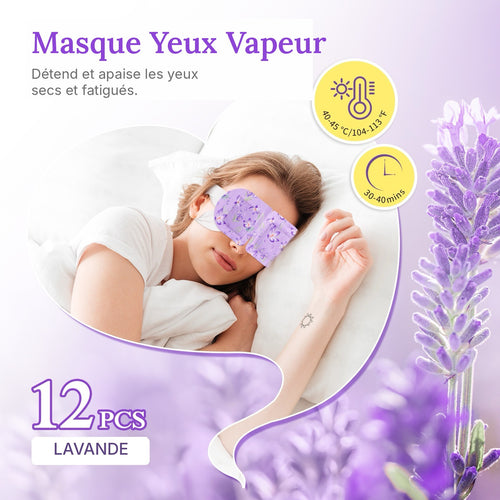 Masques yeux chauffants à la vapeur, parfum lavande, boîte de 12 – Maison Sereine